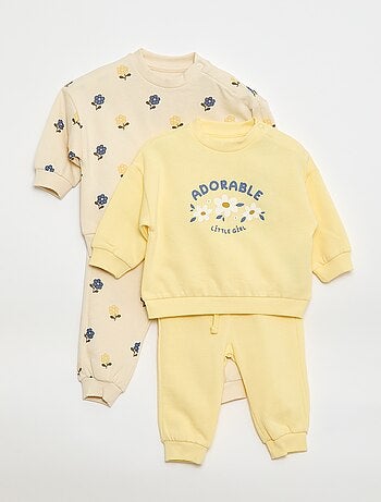 Lot de 2 ensembles pull + pantalon en coton