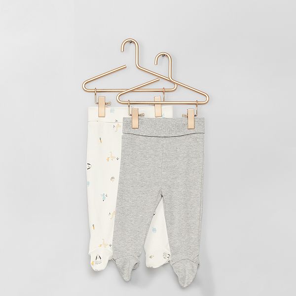Lot De 2 Leggings Avec Pieds Eco Concu Garcon 0 36 Mois Blanc Kiabi 8 00