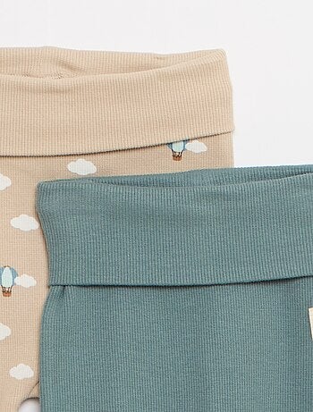 Lot de 2 leggings côtelés avec revers - 2 pièces