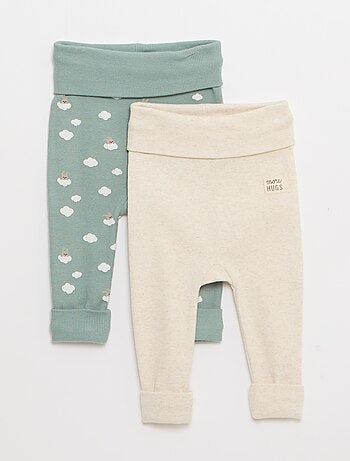 Lot de 2 leggings côtelés avec revers - 2 pièces