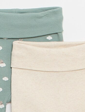 Lot de 2 leggings côtelés avec revers - 2 pièces