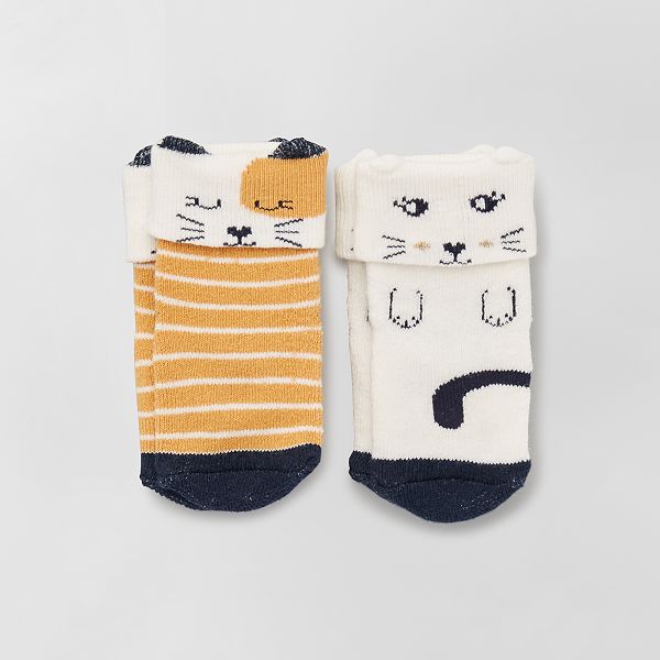 Lot De 2 Paires De Chaussettes Antiderapantes Bebe Garcon Jaune Beige Kiabi 4 00