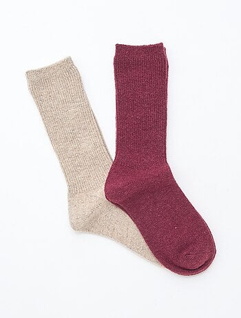 Lot de 2 paires de chaussettes chaudes unies