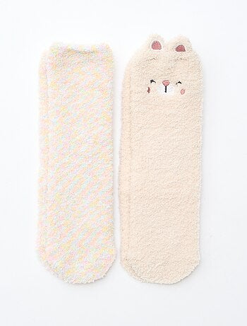 Lot de 2 paires de chaussettes doudou fantaisie