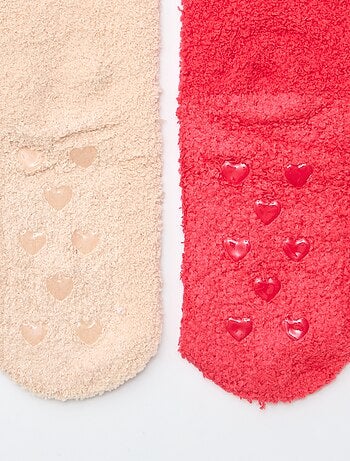 Lot de 2 paires de chaussettes doudou fantaisie