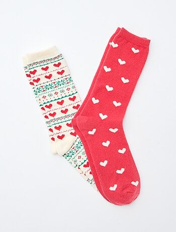 Lot de 2 paires de chaussettes fantaisie Noël