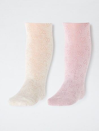 Lot de 2 paires de collants chauds pointelle