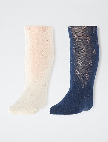 Lot de 2 paires de collants chauds pointelle