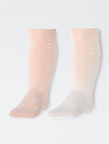 Lot de 2 paires de collants légers fantaisie