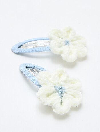 Lot de 2 pinces clic clac en macramé