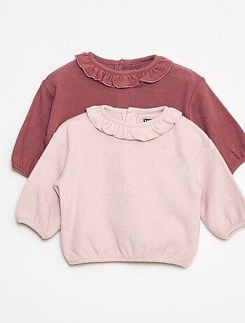 Lot de 2 pulls en maille avec col fantaisie