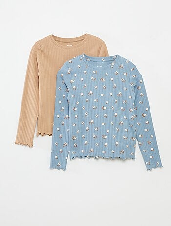 Lot de 2 t-shirts côtelés