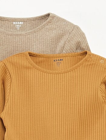 Lot de 2 t-shirts unis côtelés à manches longues