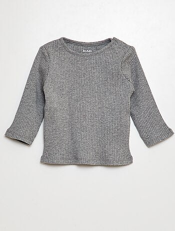 Lot de 2 t-shirts unis côtelés à manches longues