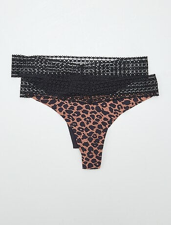 Lot de 2 tangas avec dentelle