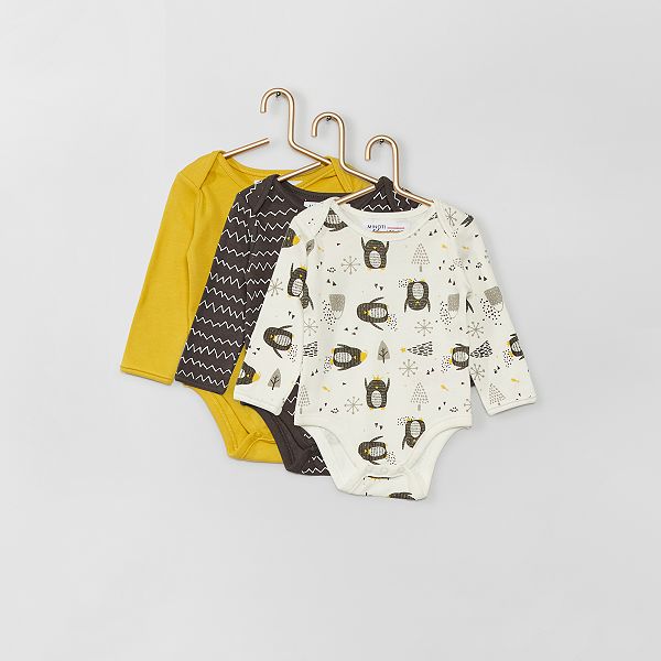 Lot De 3 Bodies Bebe Bebe Garcon Gris Kiabi 12 00