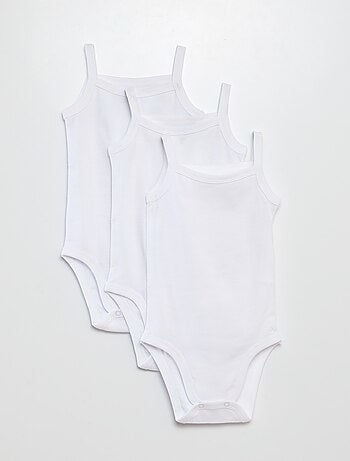 Lot de 3 bodies blancs à fines bretelles