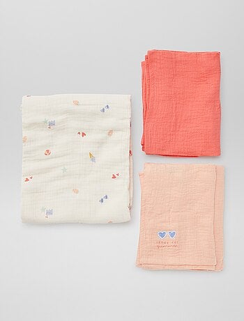 Lot de 3 langes - 2 de 60 x 60 et 1 de 100 x 120 cm