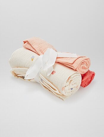 Lot de 3 langes - 2 de 60 x 60 et 1 de 100 x 120 cm