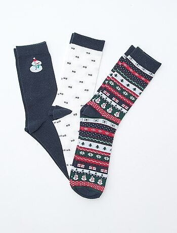 Lot de 3 paires de chaussettes en jersey coton Noël