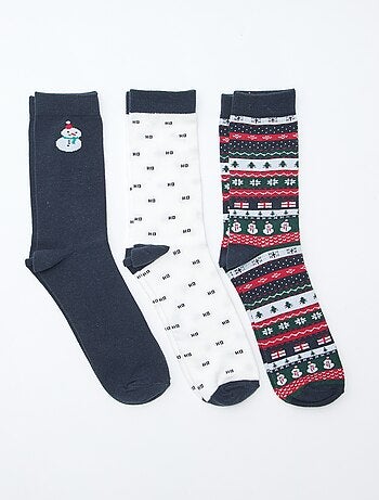 Lot de 3 paires de chaussettes en jersey coton Noël