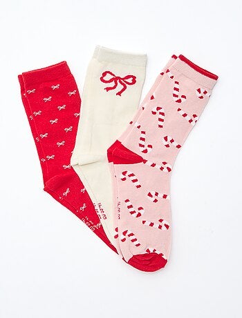 Lot de 3 paires de chaussettes Noël en coton jersey