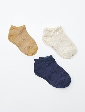 Lot de 3 paires de chaussettes socquettes en maille fantaisie