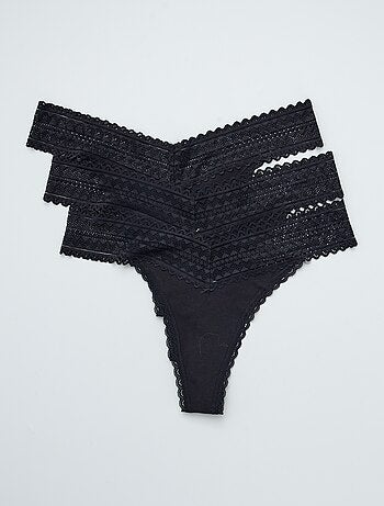 Lot de 3 strings coton et dentelle