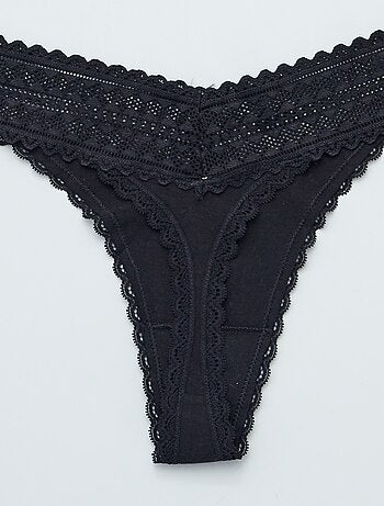 Lot de 3 strings coton et dentelle