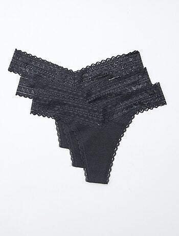 Lot de 3 strings coton et dentelle