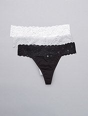 Lot de 3 strings en coton et dentelle 