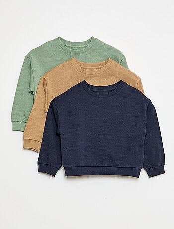 Lot de 3 sweats unis en molleton léger - 3 pièces