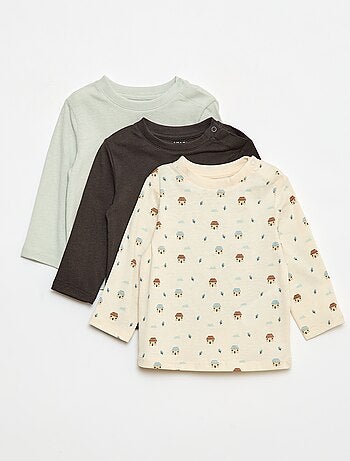 Lot de 3 t-shirts à manches longues dont 1 à motif