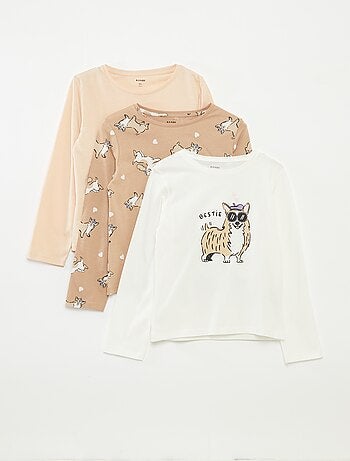 Lot de 3 t-shirts à manches longues et col rond