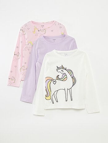 Lot de 3 t-shirts à manches longues et col rond