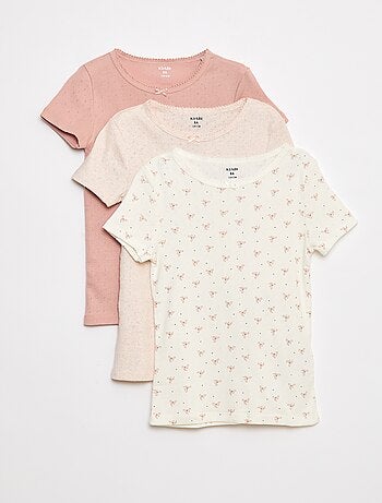 Lot de 3 t-shirts en maille pointelle