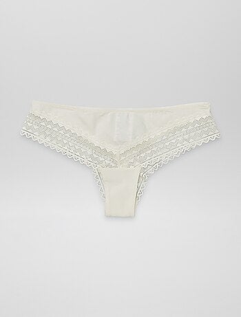 Lot de 3 tangas coton et dentelle