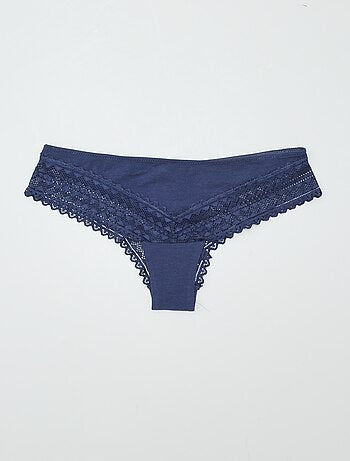 Lot de 3 tangas coton et dentelle