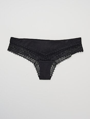 Lot de 3 tangas coton et dentelle