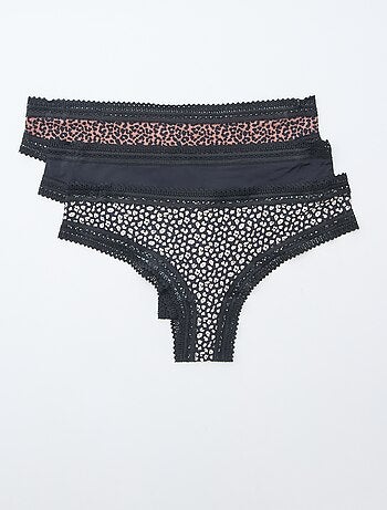 Lot de 3 tangas en microfibre imprimé