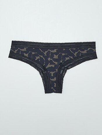 Lot de 3 tangas en microfibre imprimé