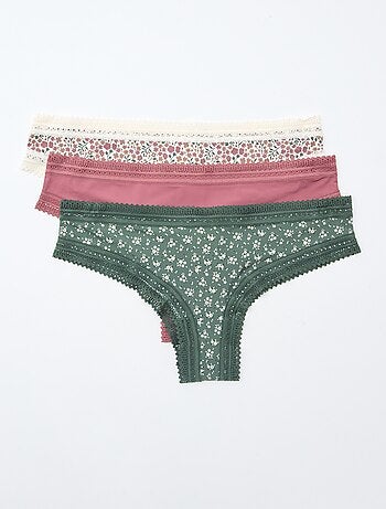 Lot de 3 tangas en microfibre imprimé