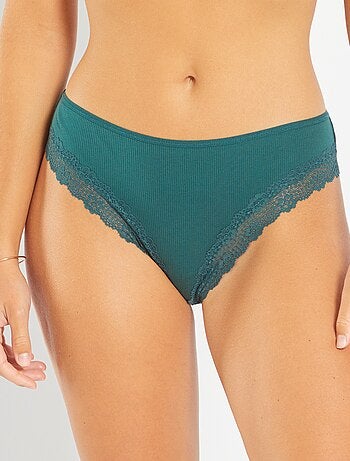 Lot de 3 tangas maille côtelée