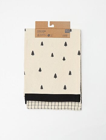 Lot de 3 torchons imprimé Noël en coton 50x70 cm