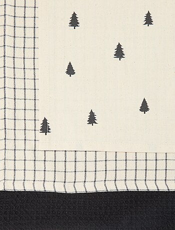 Lot de 3 torchons imprimé Noël en coton 50x70 cm