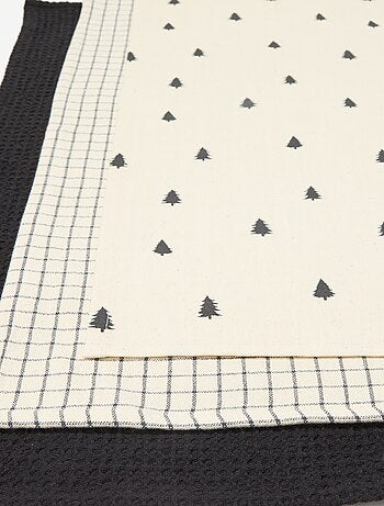 Lot de 3 torchons imprimé Noël en coton 50x70 cm