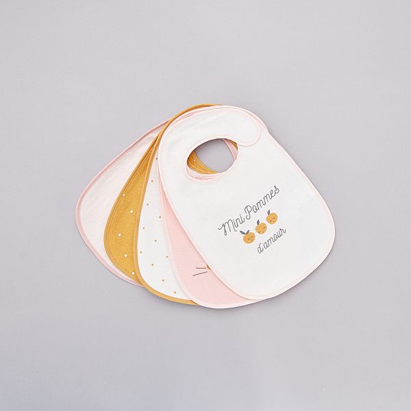 Lot De 5 Bavoirs Imprimes Bebe Fille Rose Jaune Blanc Kiabi 8 00