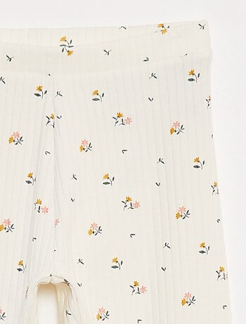 Lot de leggings côtelés 1 imprimé + 1 uni - 2 pièces