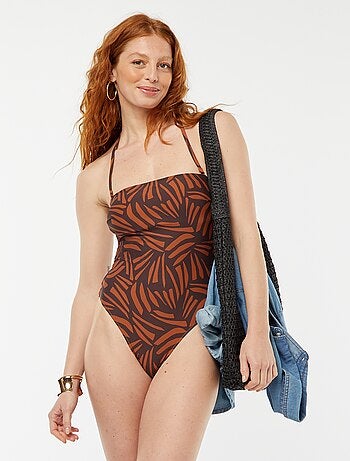 Maillot de bain 1 pièce ajouré feuillage
