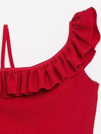 Maillot de bain 1 pièce avec bretelles sur une épaule et volants
